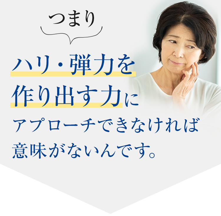 ハリ・弾力を作り出す力にアプローチできなければ意味がないんです。